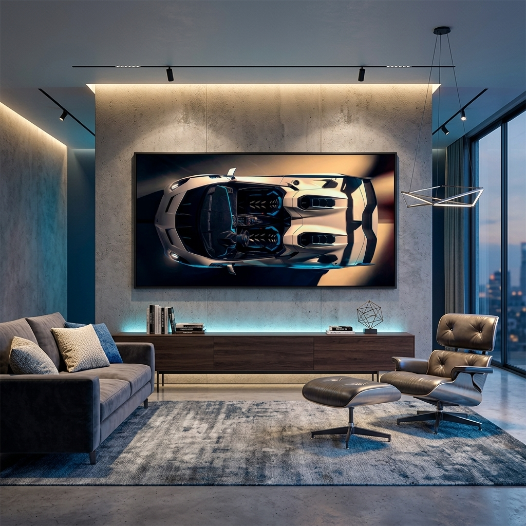 Car White Lamborghini  Canvas Wall Art Print