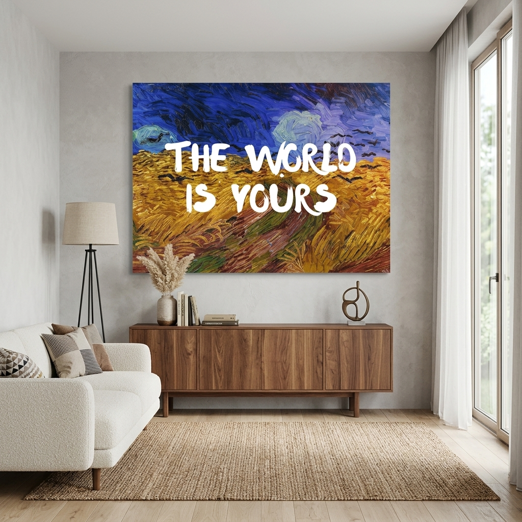 Canvas Wall Art Print Starry Night Van Gogh. World is yours