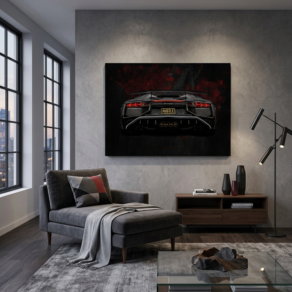 Lamborghini Aventador rear view  Canvas Wall Art Print