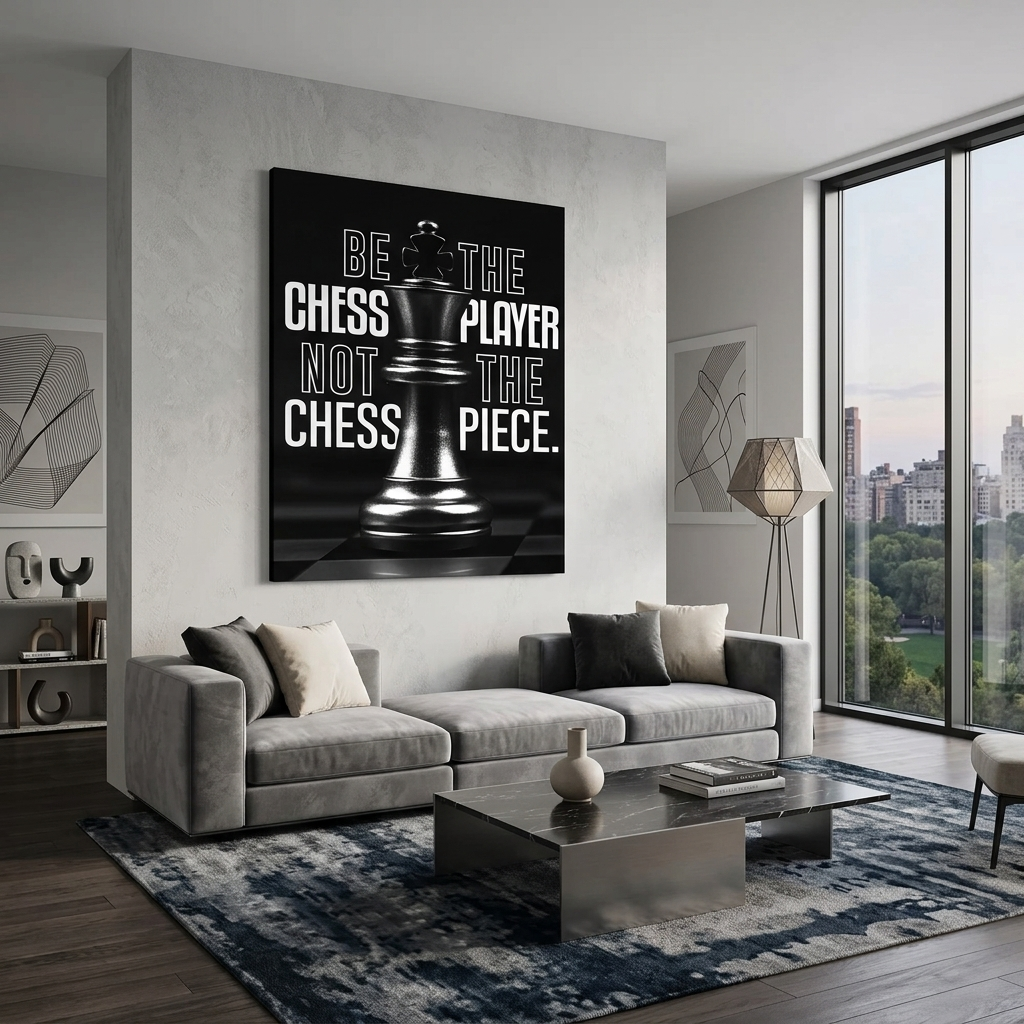 For motivation Chess King Black Motivational Canvas Wall Art Print