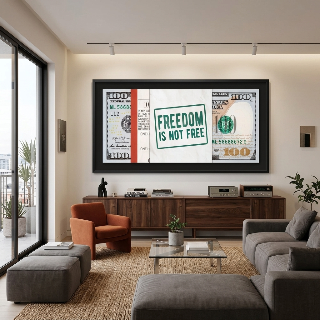 Dollar Freedom is not free Inspirational Canvas Wall Art Print