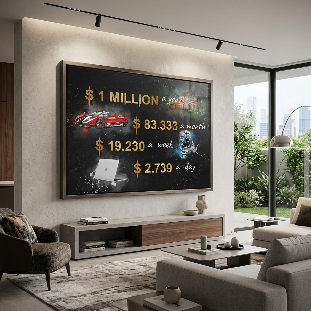 The path to a million in a year Canvas Wall Art Print For Office