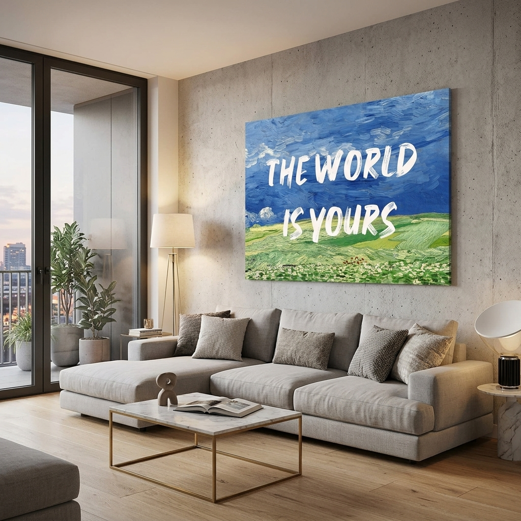 Canvas Wall Art Print Field. The world is yours
