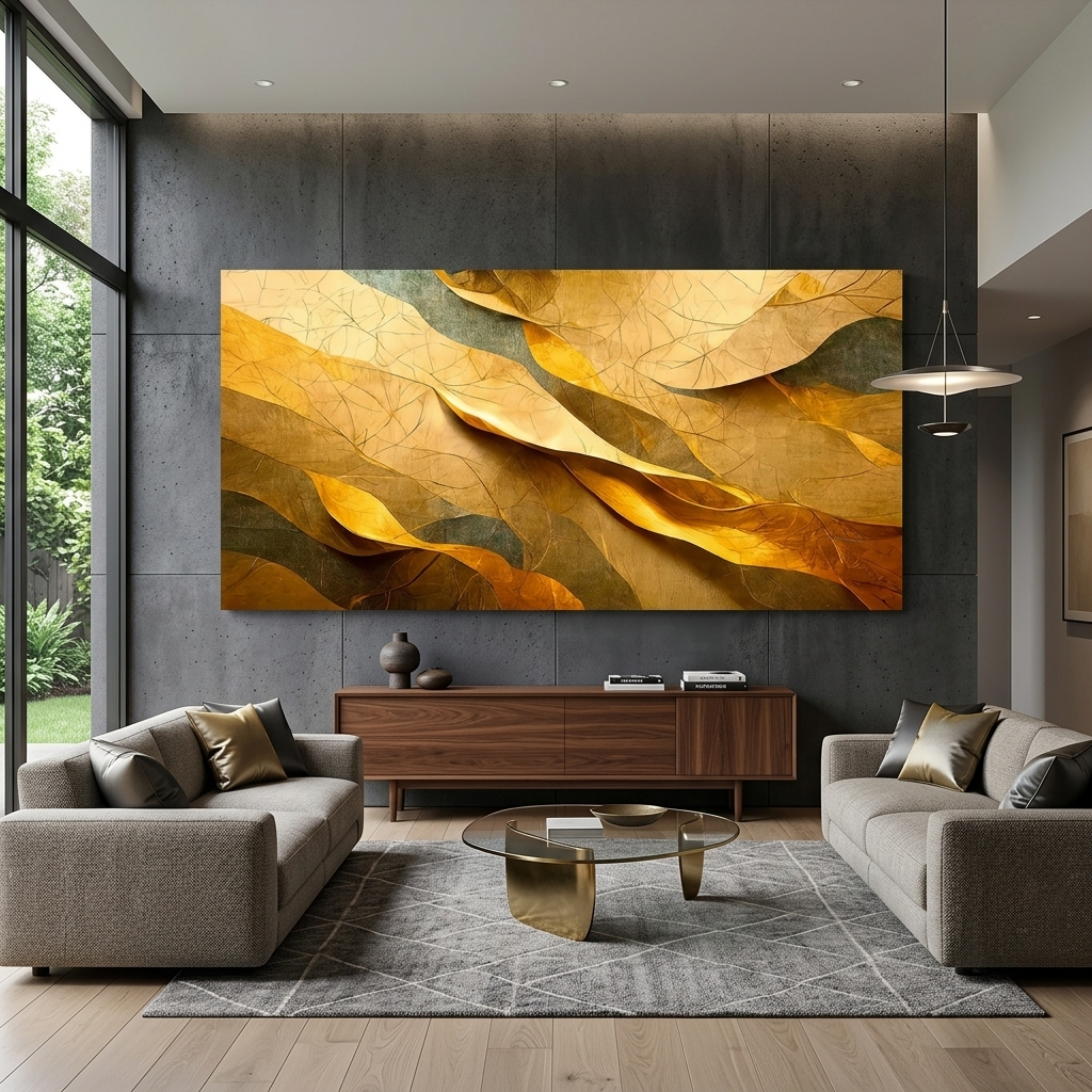 Gray-gold Abstraction Canvas Wall Art Print