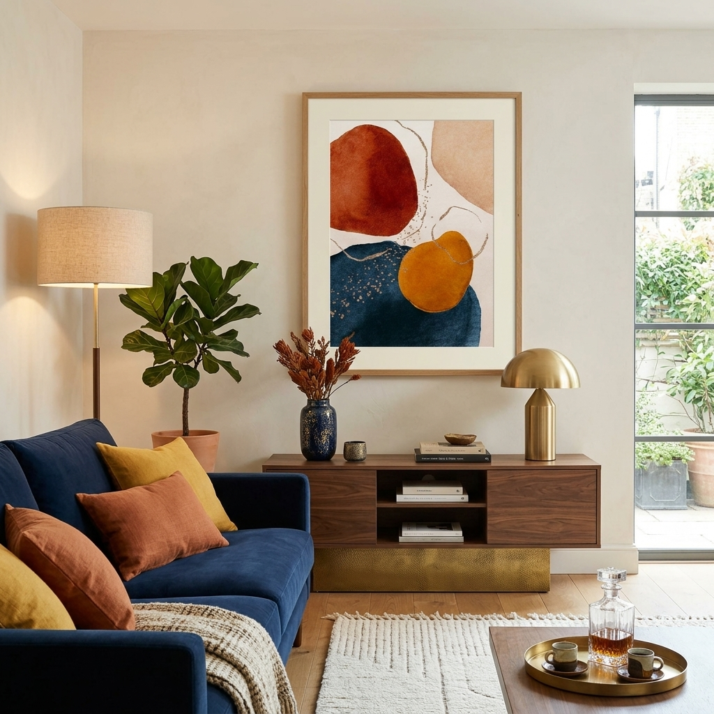 Bordeaux blue Abstraction Canvas Wall Art Print