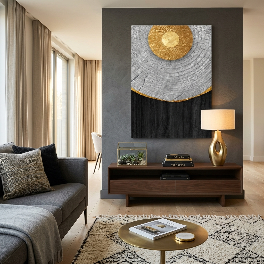 Dark blue abstract with yellow details Abstraction Canvas Wall Art Print