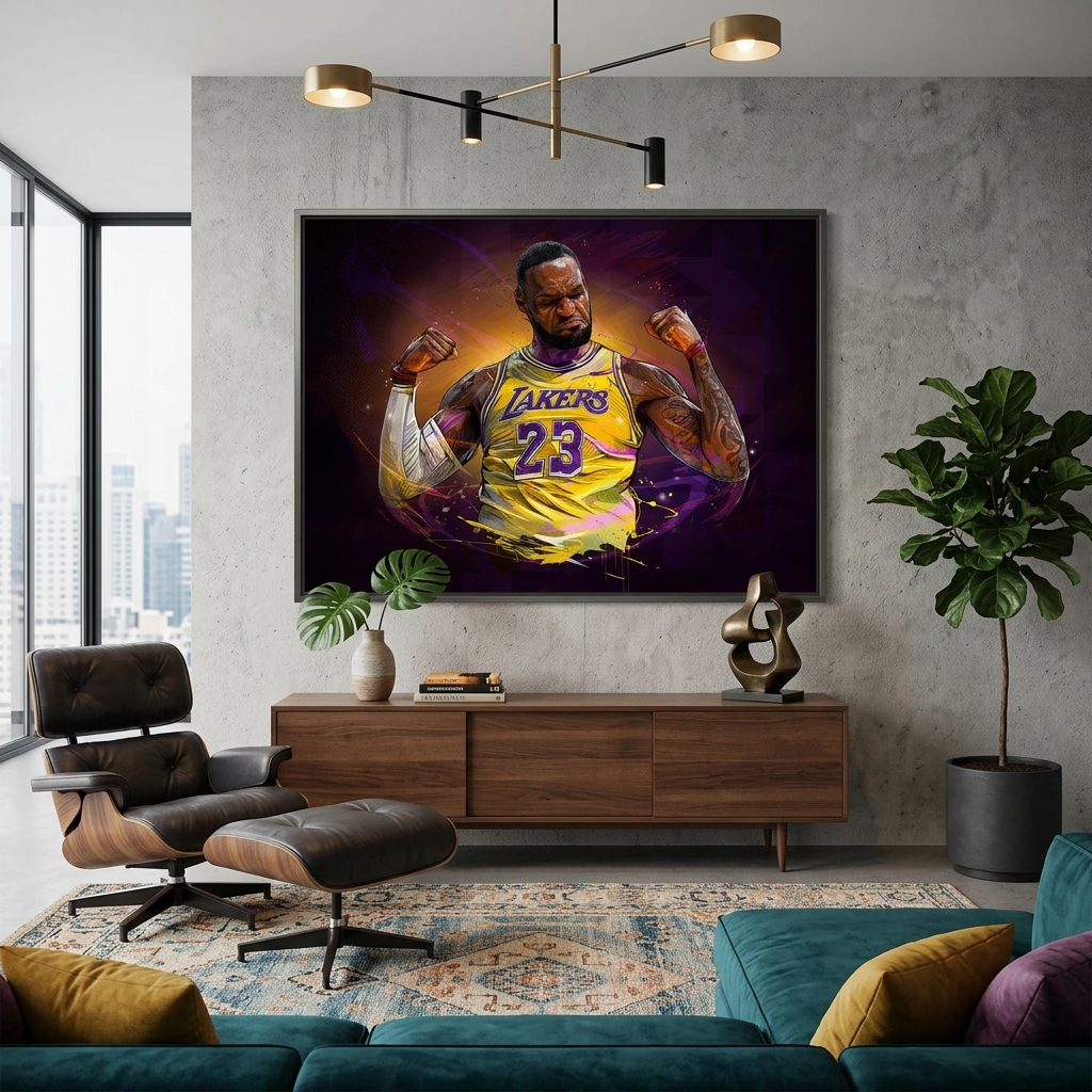 Los Angeles Lakers basketball player LeBron James Canvas Wall Art Print