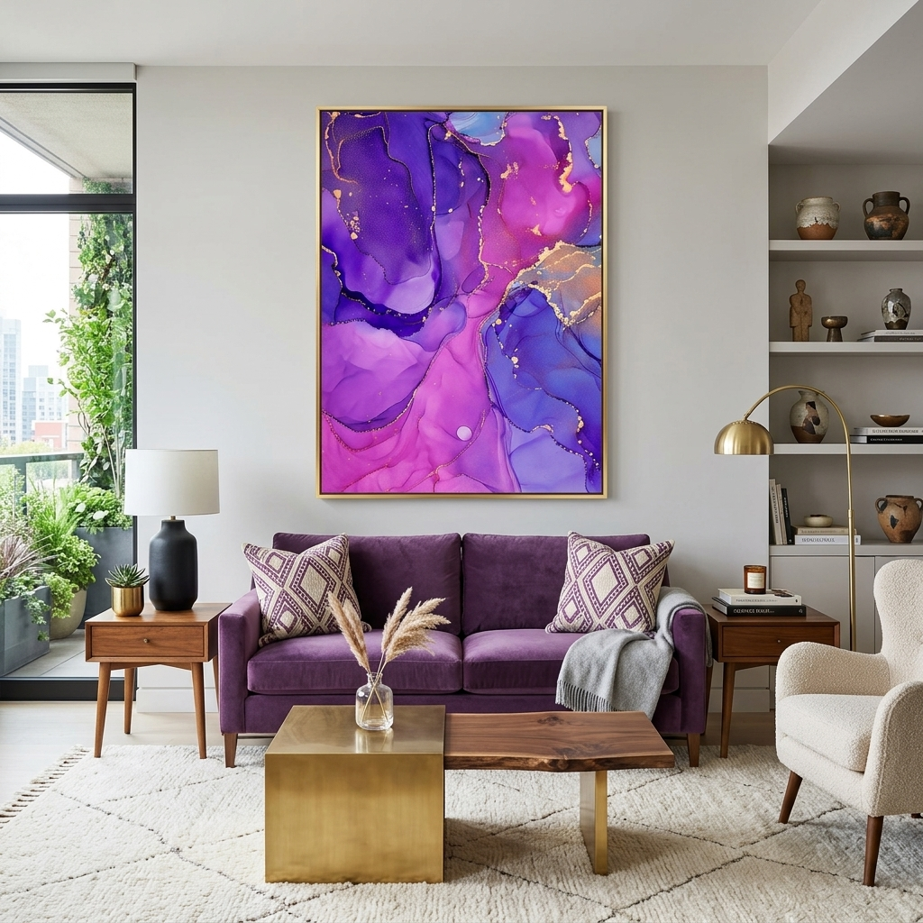 Purple-pink Abstraction Canvas Wall Art Print