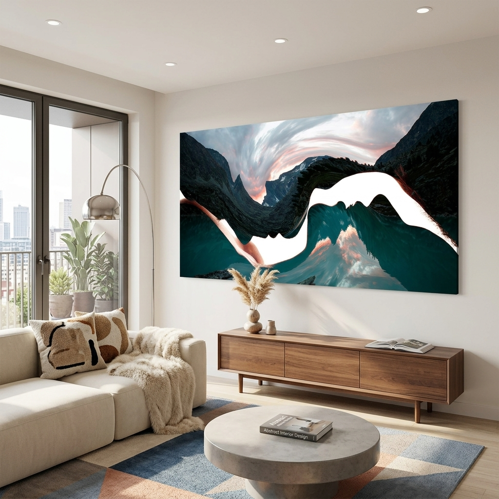 The silhouette of two faces Abstraction Canvas Wall Art Print