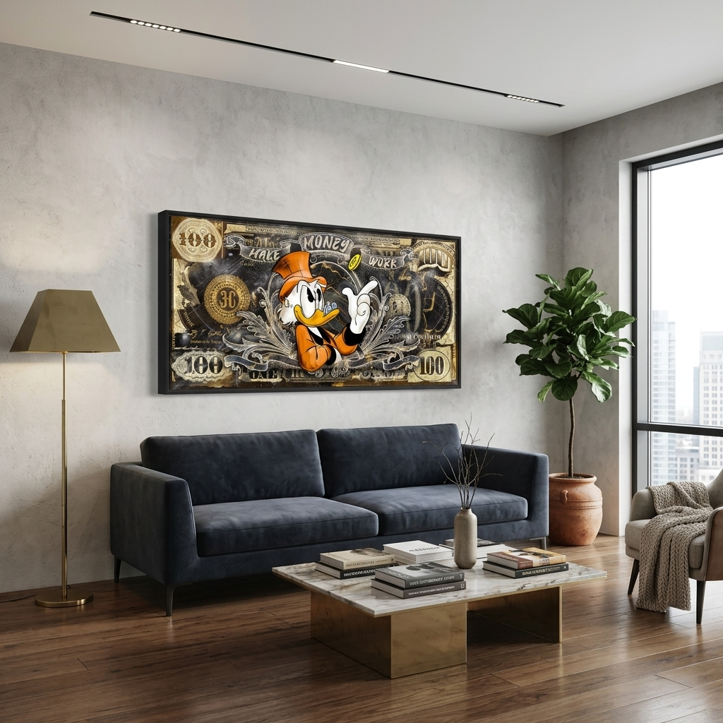 100 Dollars MAKE MONEY WORK Canvas Wall Art