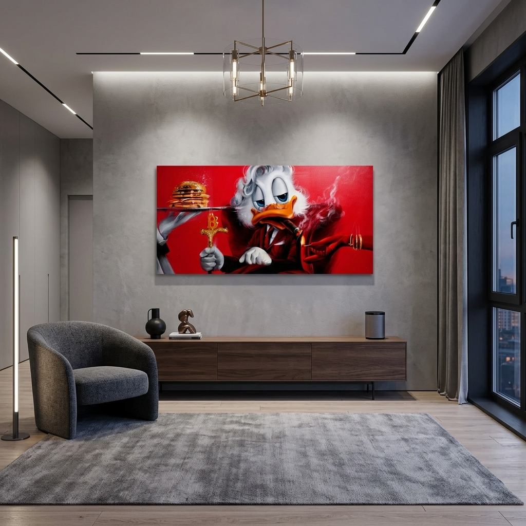 Scrooge, the Bitcoin cane Inspirational Canvas Wall Art Print