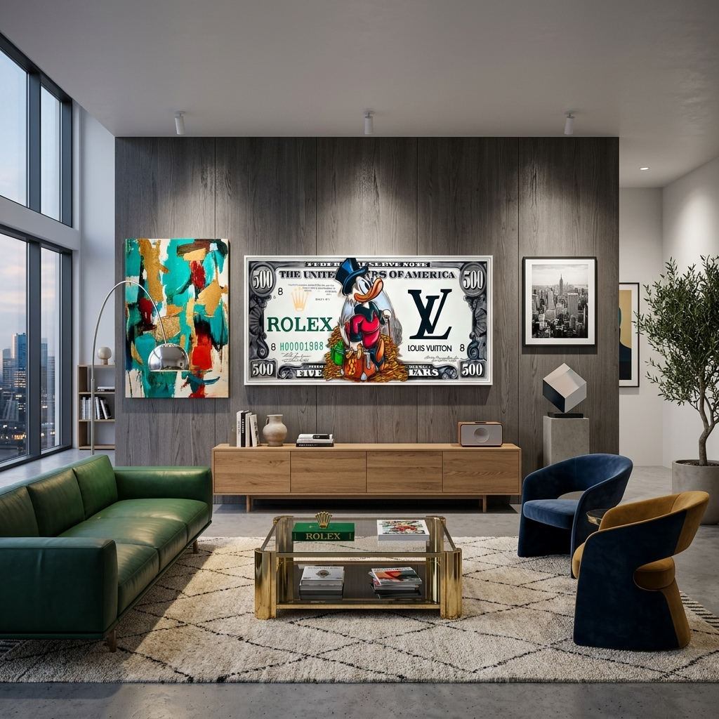 500 DOLLARS, ROLEX AND LOUIS VUITTON Canvas Wall Art