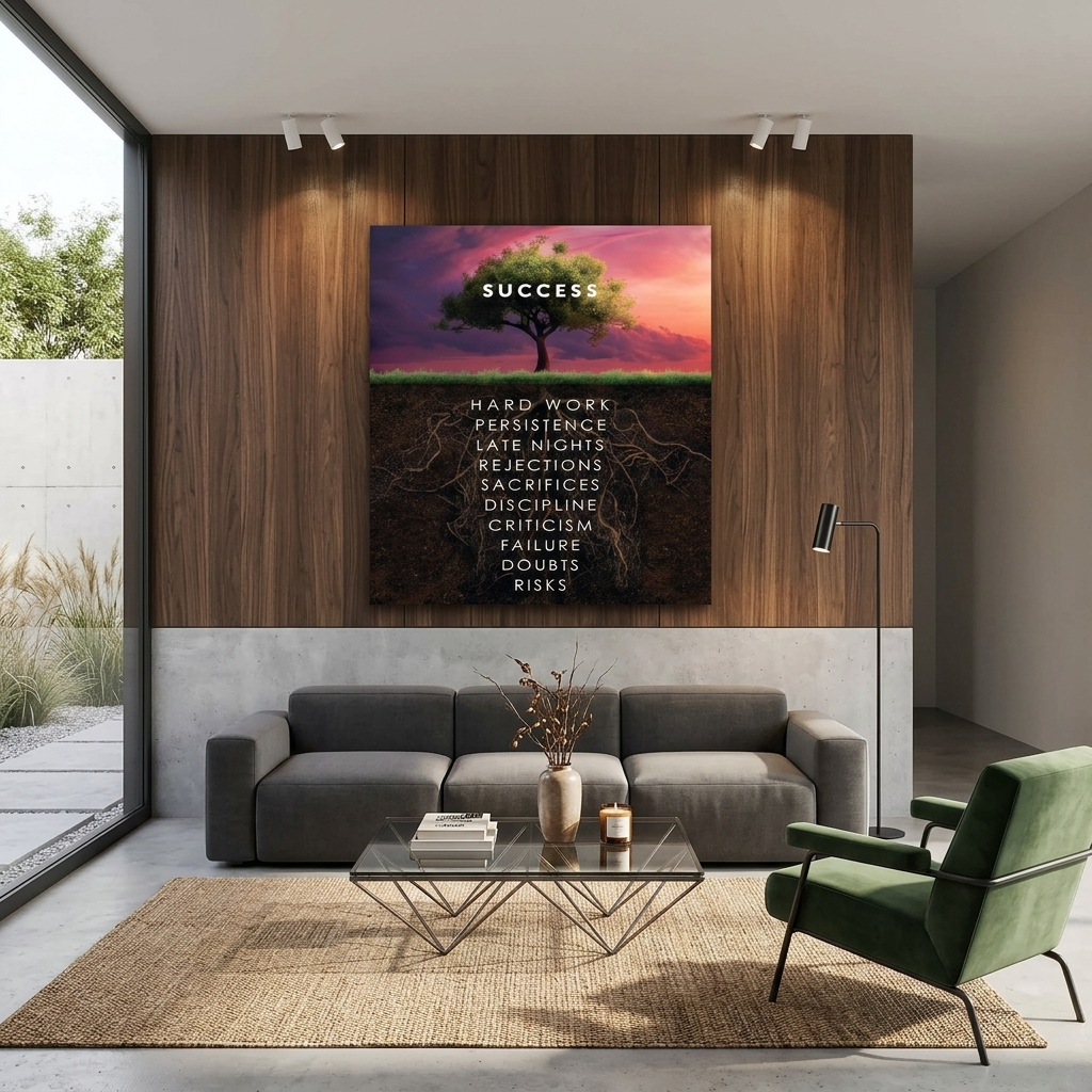 To motivate the Success tree Motivational Canvas Wall Art Print