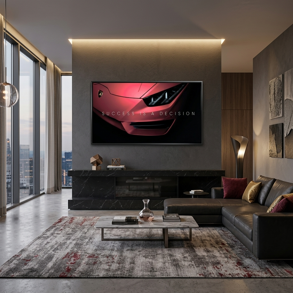 To motivate Success is a decision Lamborghin Motivational  Canvas Wall Art Print