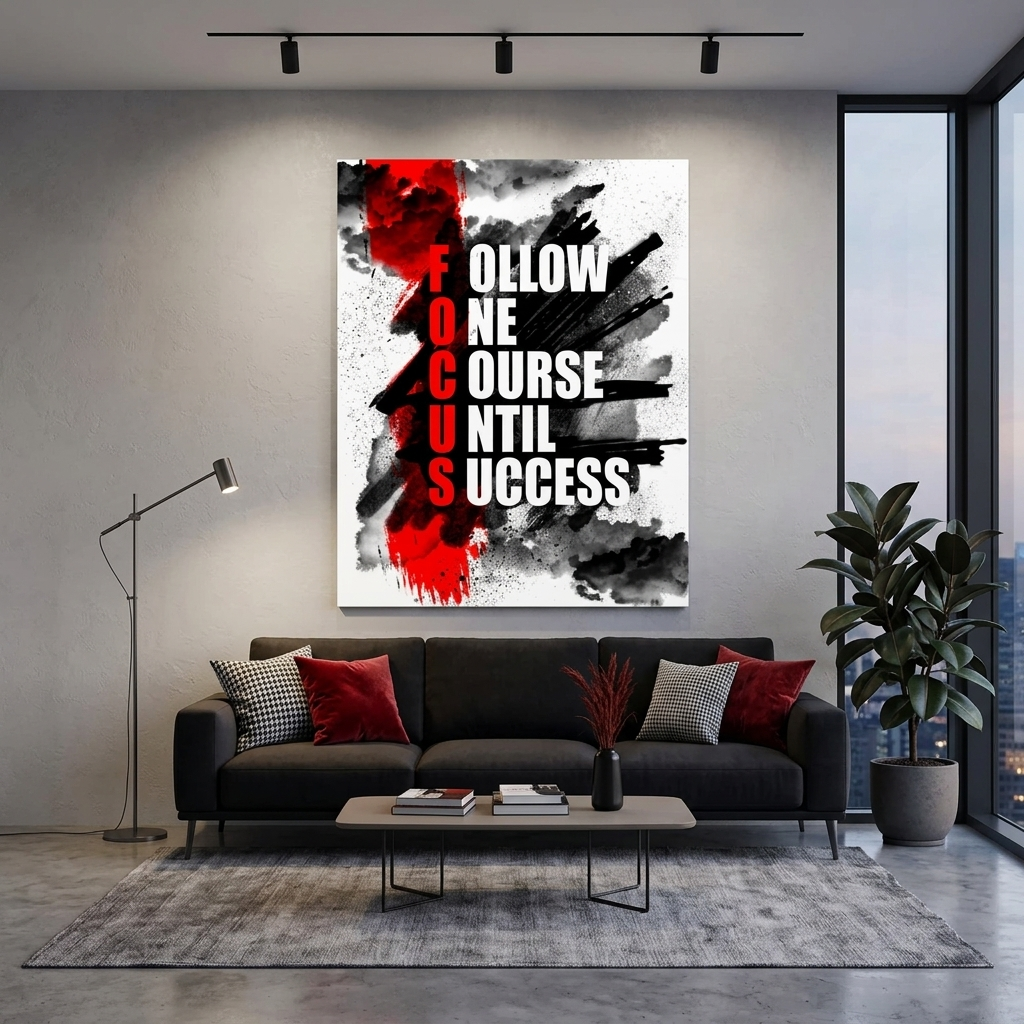 For motivation Focus Motivational Canvas Wall Art Print
