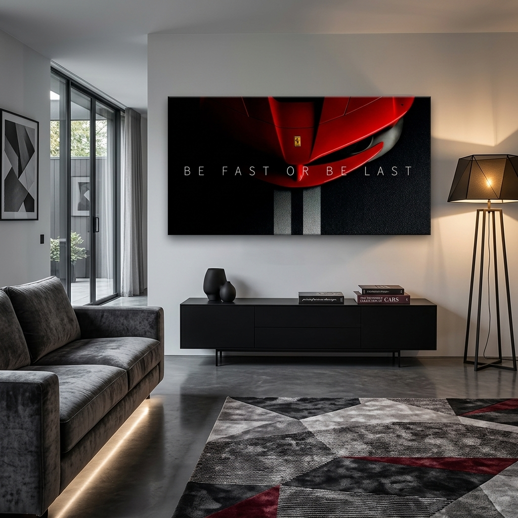 To motivate Be fast or be the last Ferrari Motivational  Canvas Wall Art Print