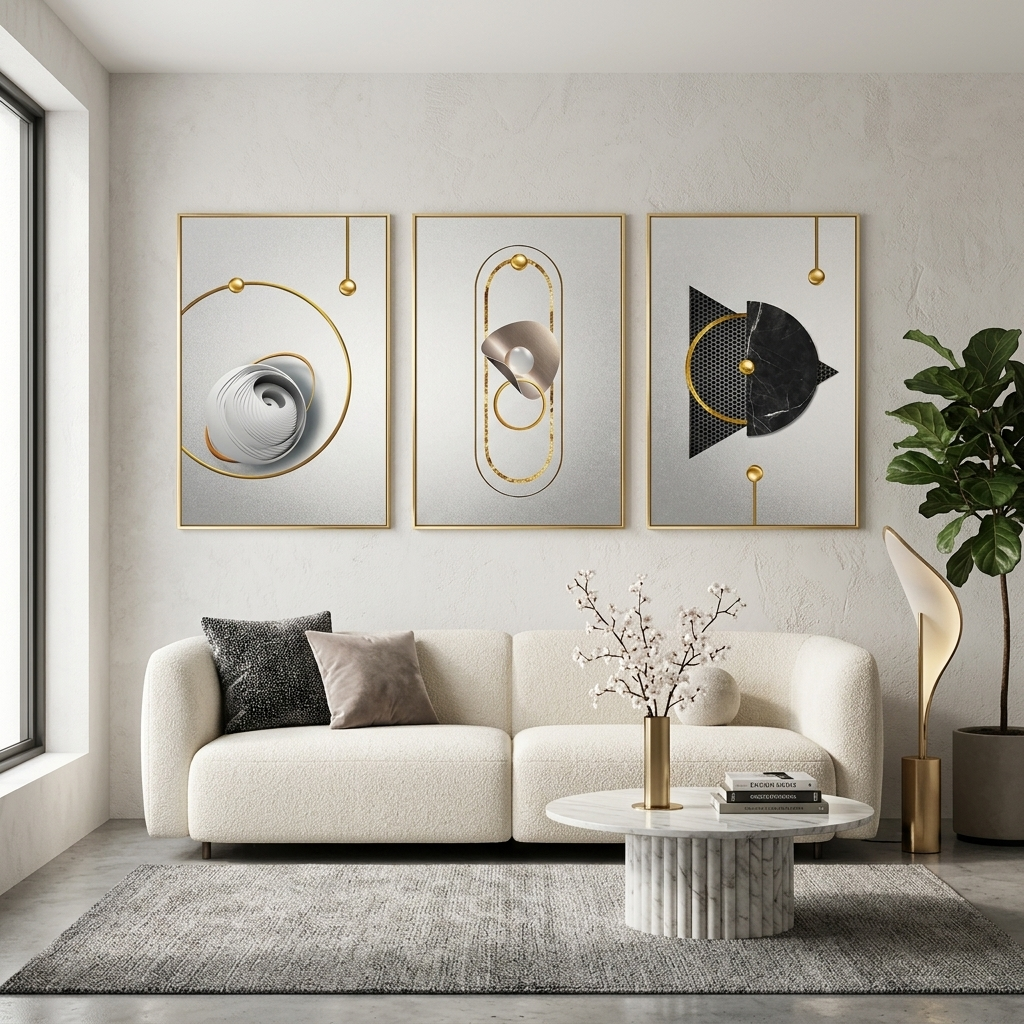Multi Panel Canvas Wall Art Print Abstraction geometric painting