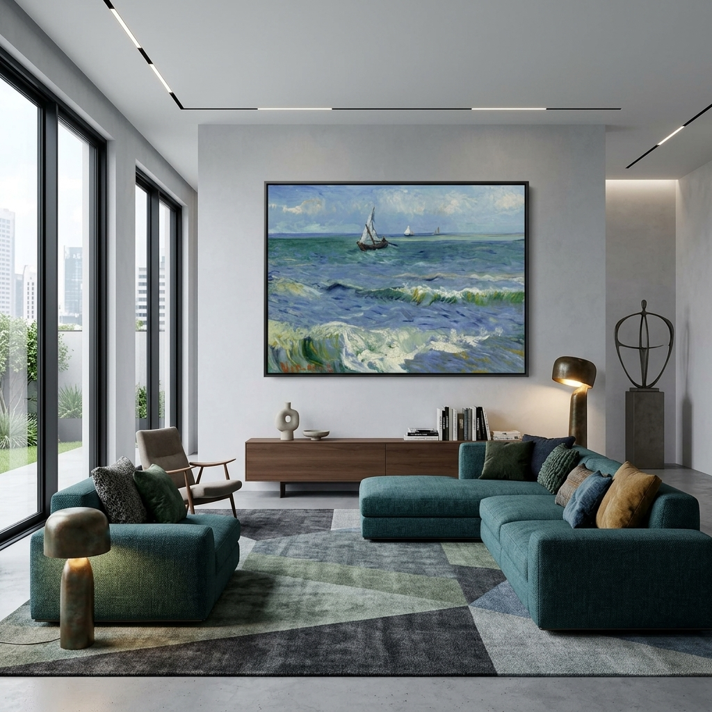 Seascape at St. Mary's Vincent van Gogh Reproduction Canvas Wall Art Print