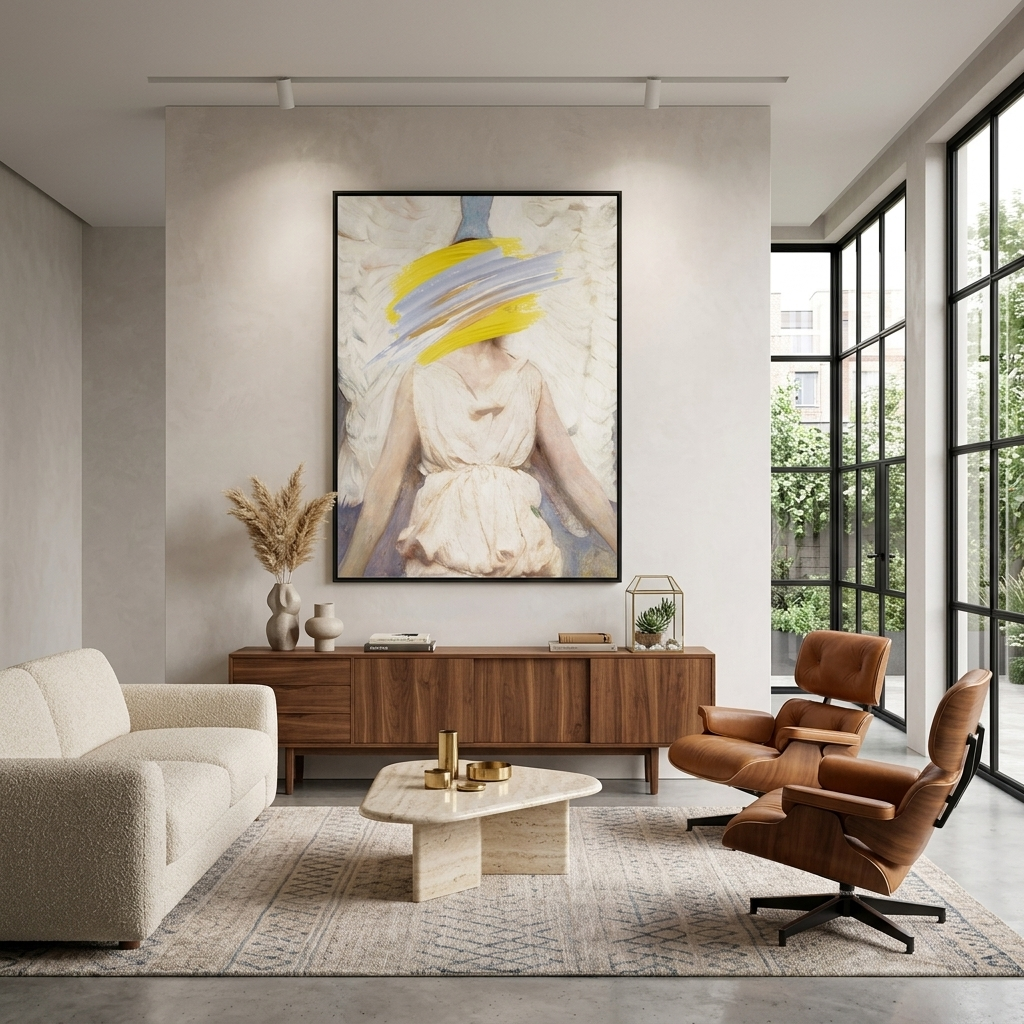 Canvas Wall Art Print Angel with strokes of paint