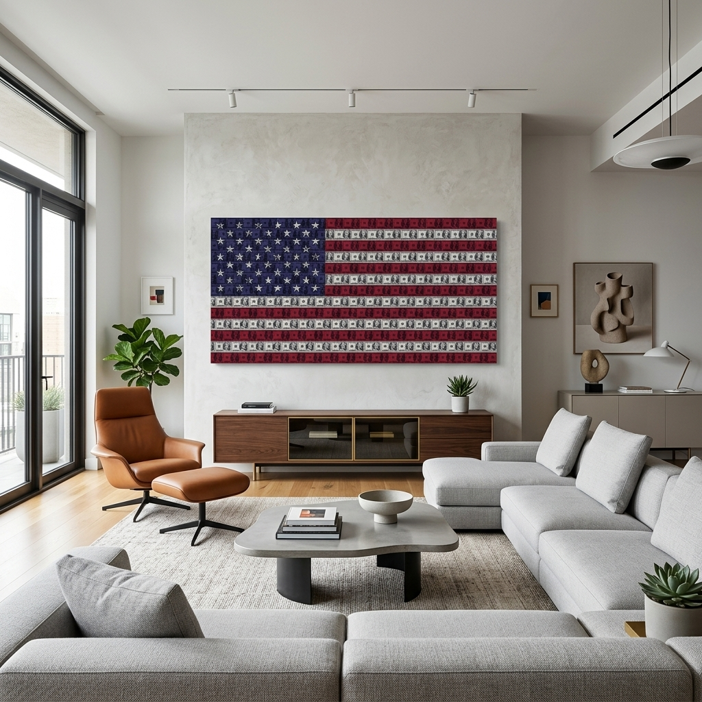 Inspirational Canvas Wall Art Print American dollar flag