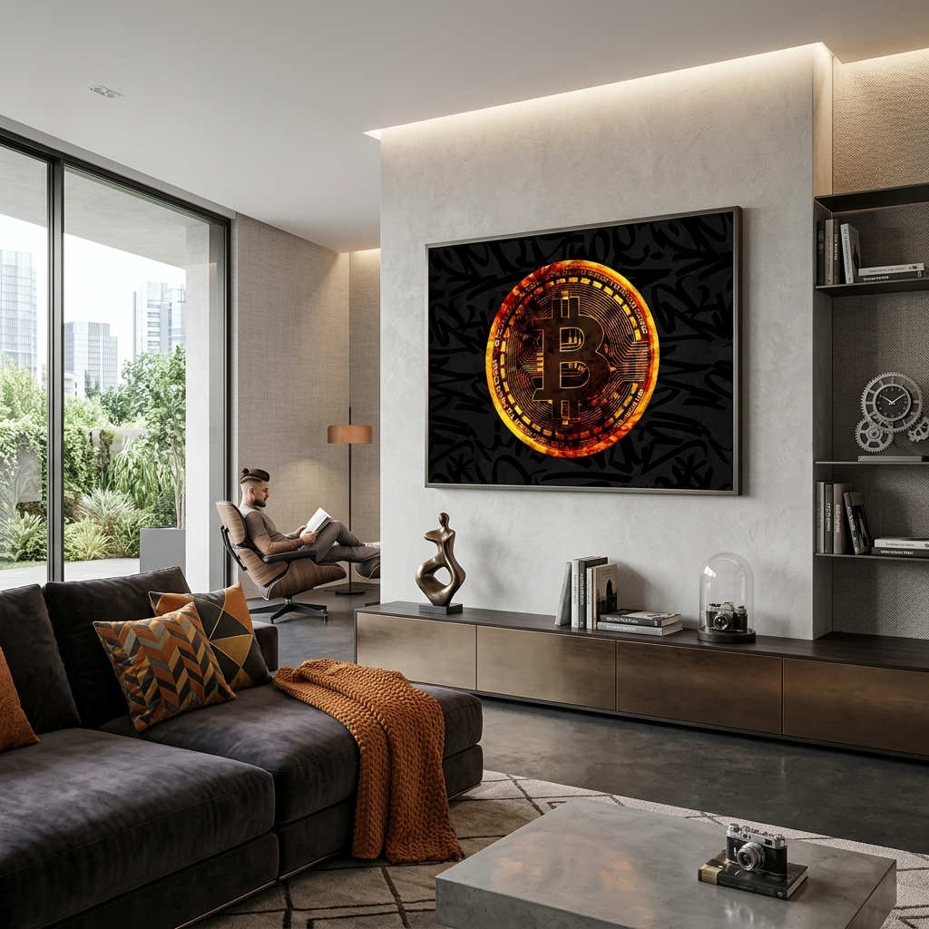 Gold Bitcoin coin Motivational Canvas Wall Art Print