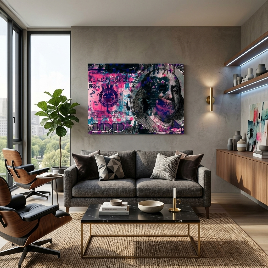Dollar with Paint Inspirational Canvas Wall Art Print
