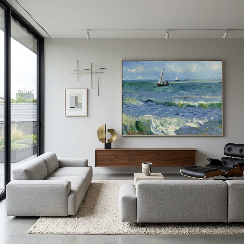 Seascape at St. Mary's Vincent van Gogh Reproduction Canvas Wall Art Print