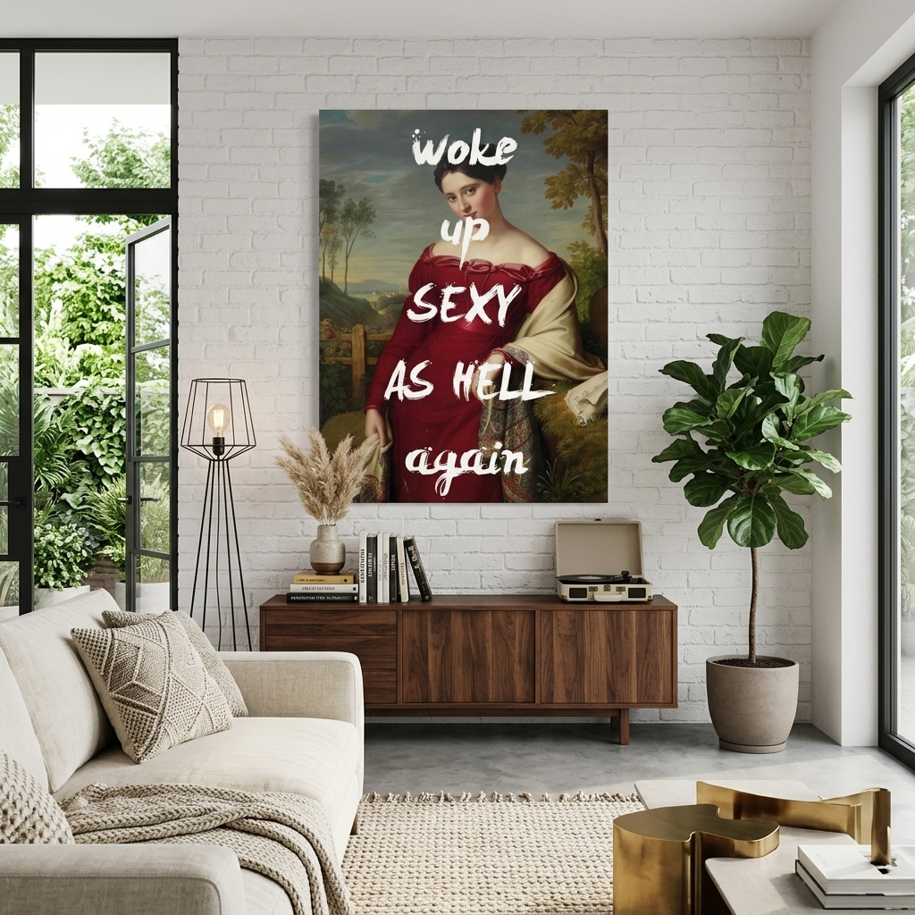 Canvas Wall Art Print Woke up sexy as hell again