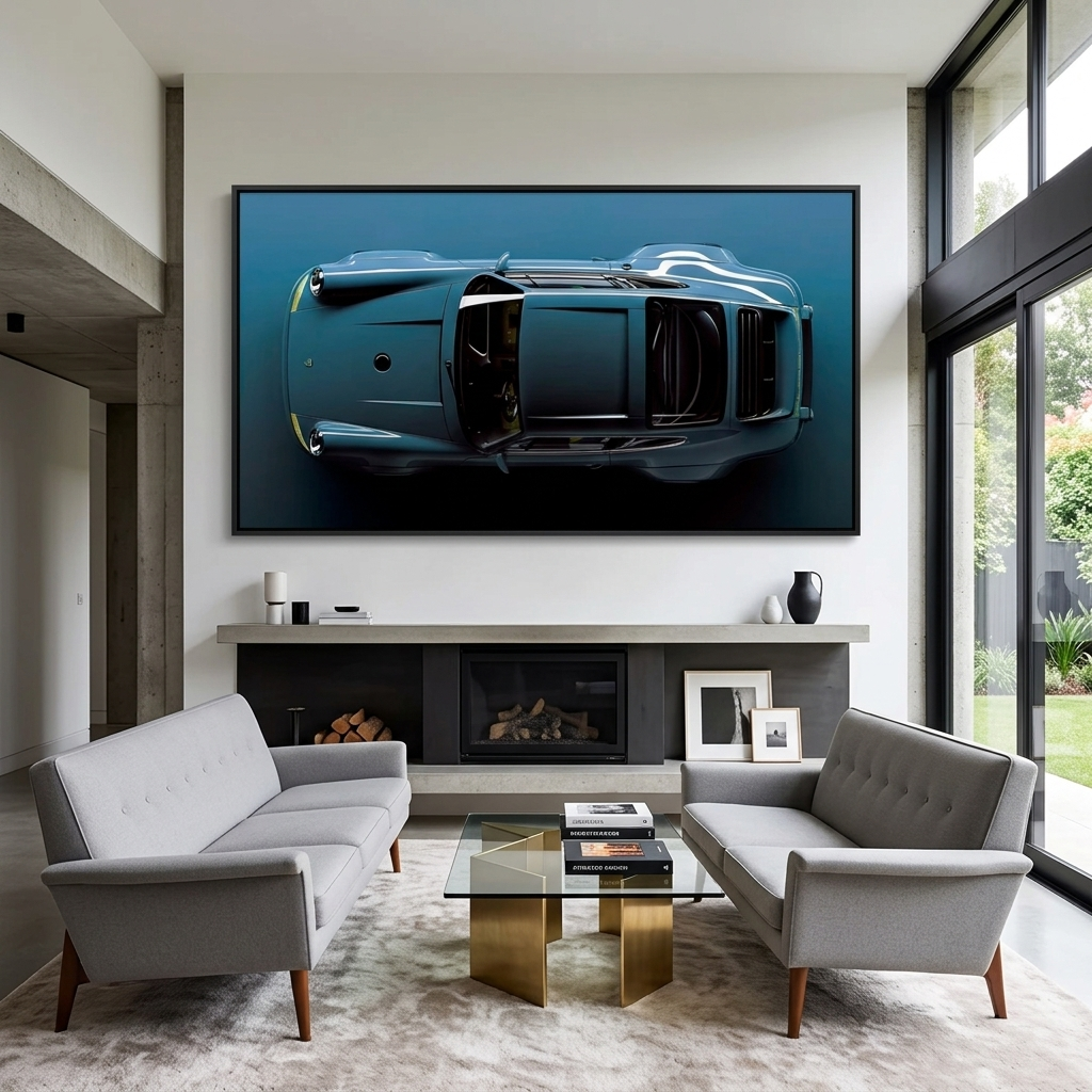 Cars Porsche 911 Blue  Canvas  Wall Art Print