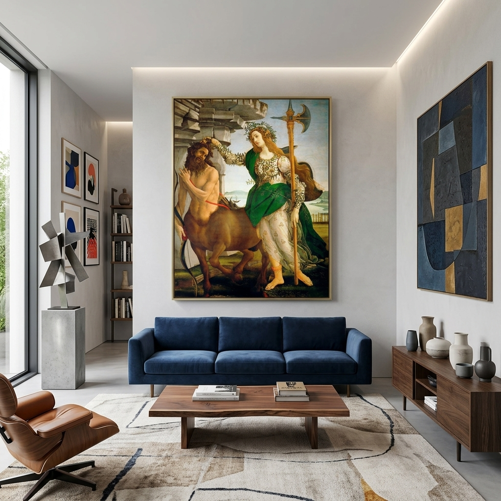 Sandro Botticelli's Pallade and Centaur. Reproduction Canvas Wall Art Print