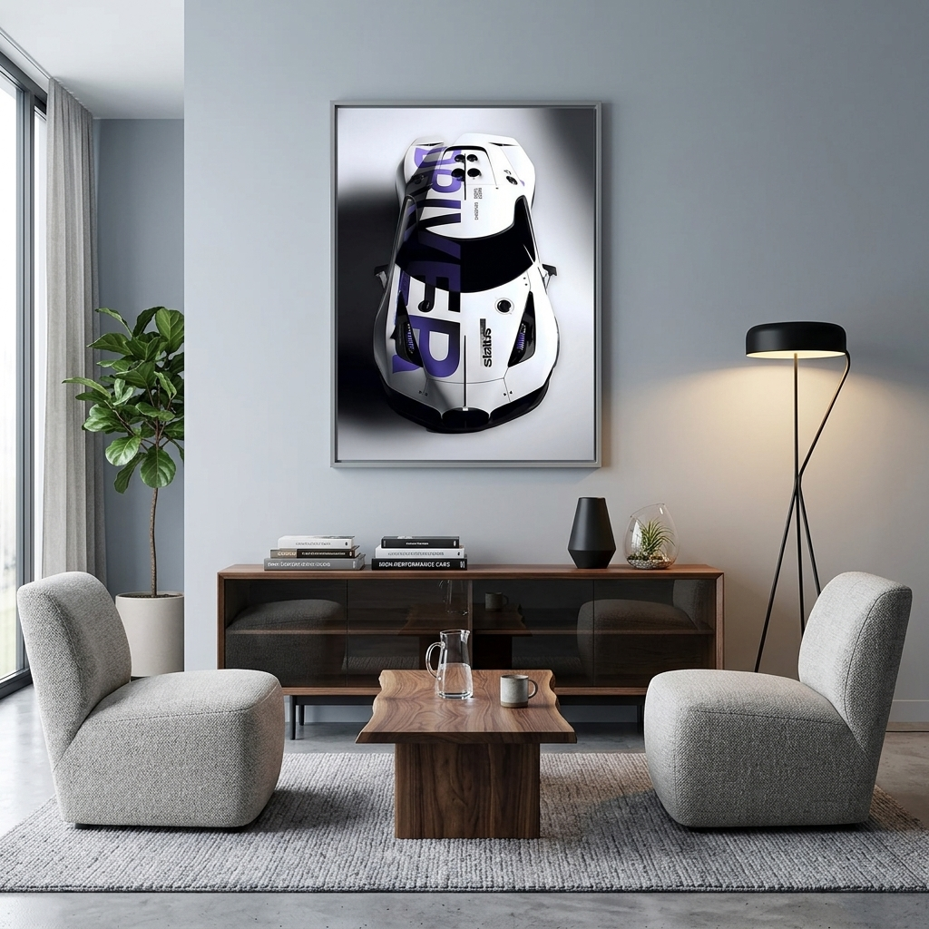Bugatti white Cars Canvas Wall Art Print