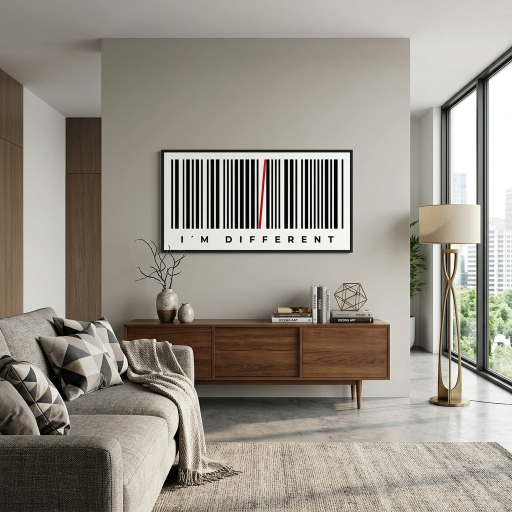 Bar code with the inscription Motivational Canvas Wall Art Print