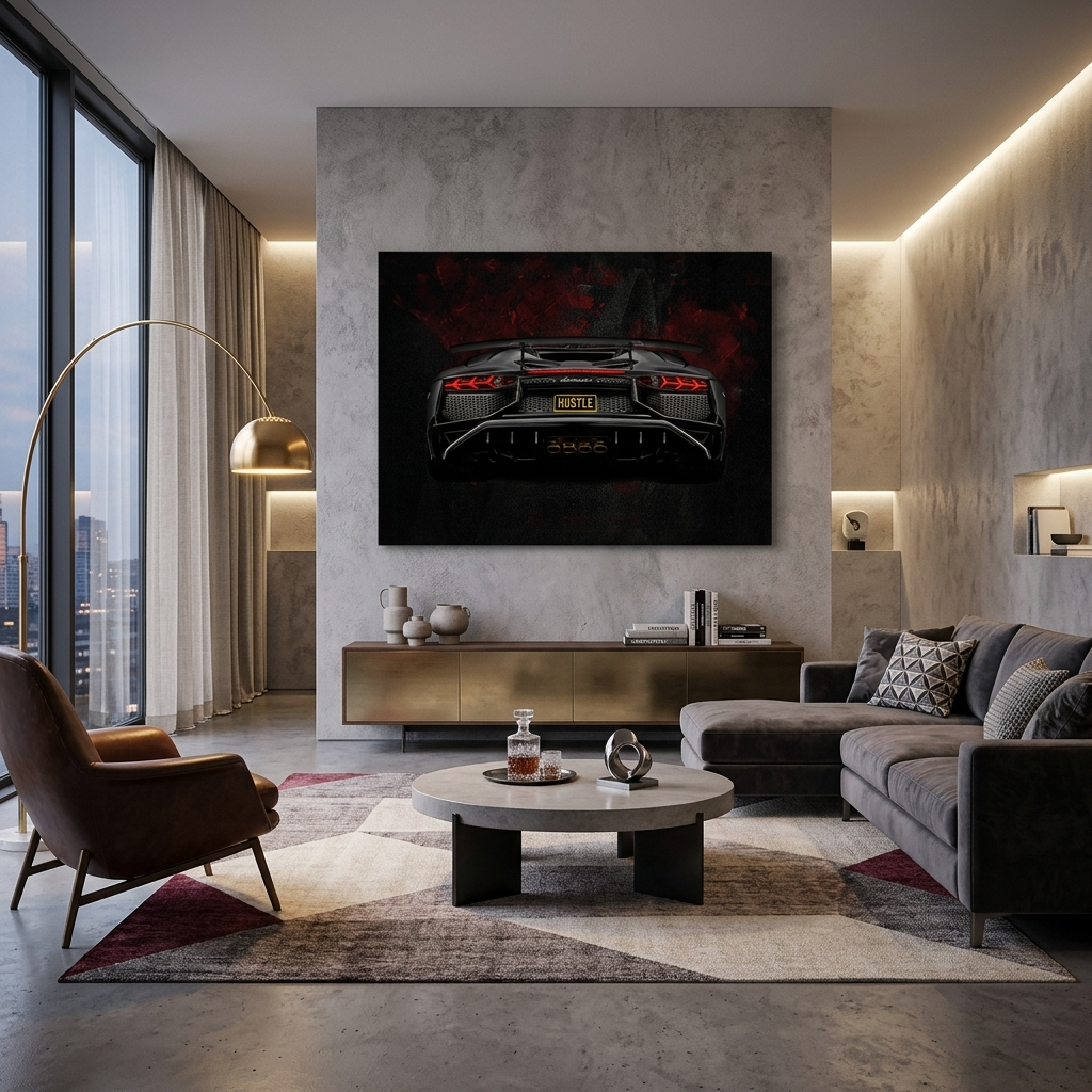 Lamborghini Aventador rear view  Canvas Wall Art Print