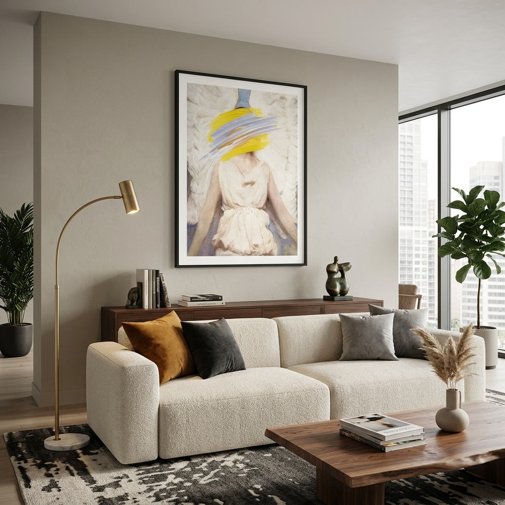 Canvas Wall Art Print Angel with strokes of paint