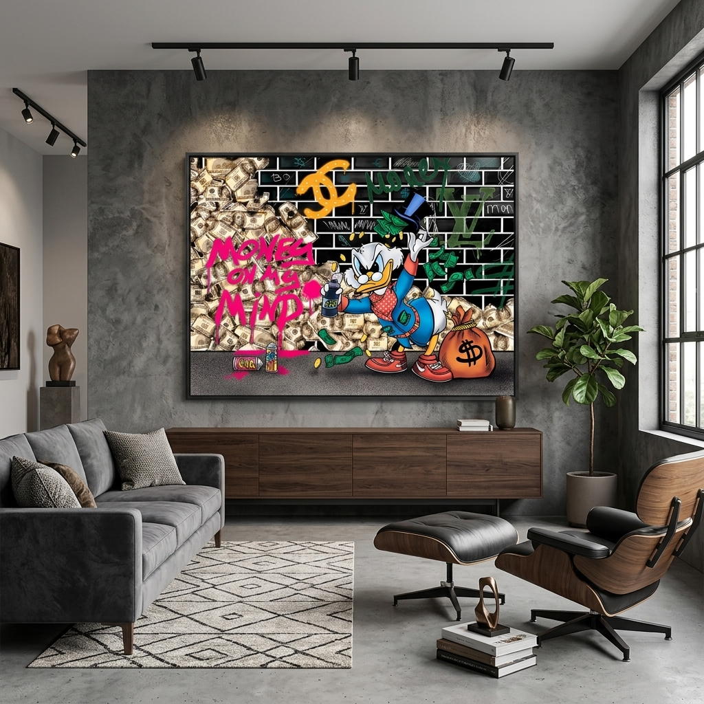 Scrooge money mind Inspirational  Canvas Wall Art Print