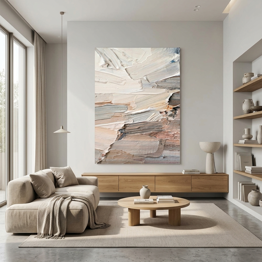 Paint strokes in light colors Abstraction Canvas Wall Art Print