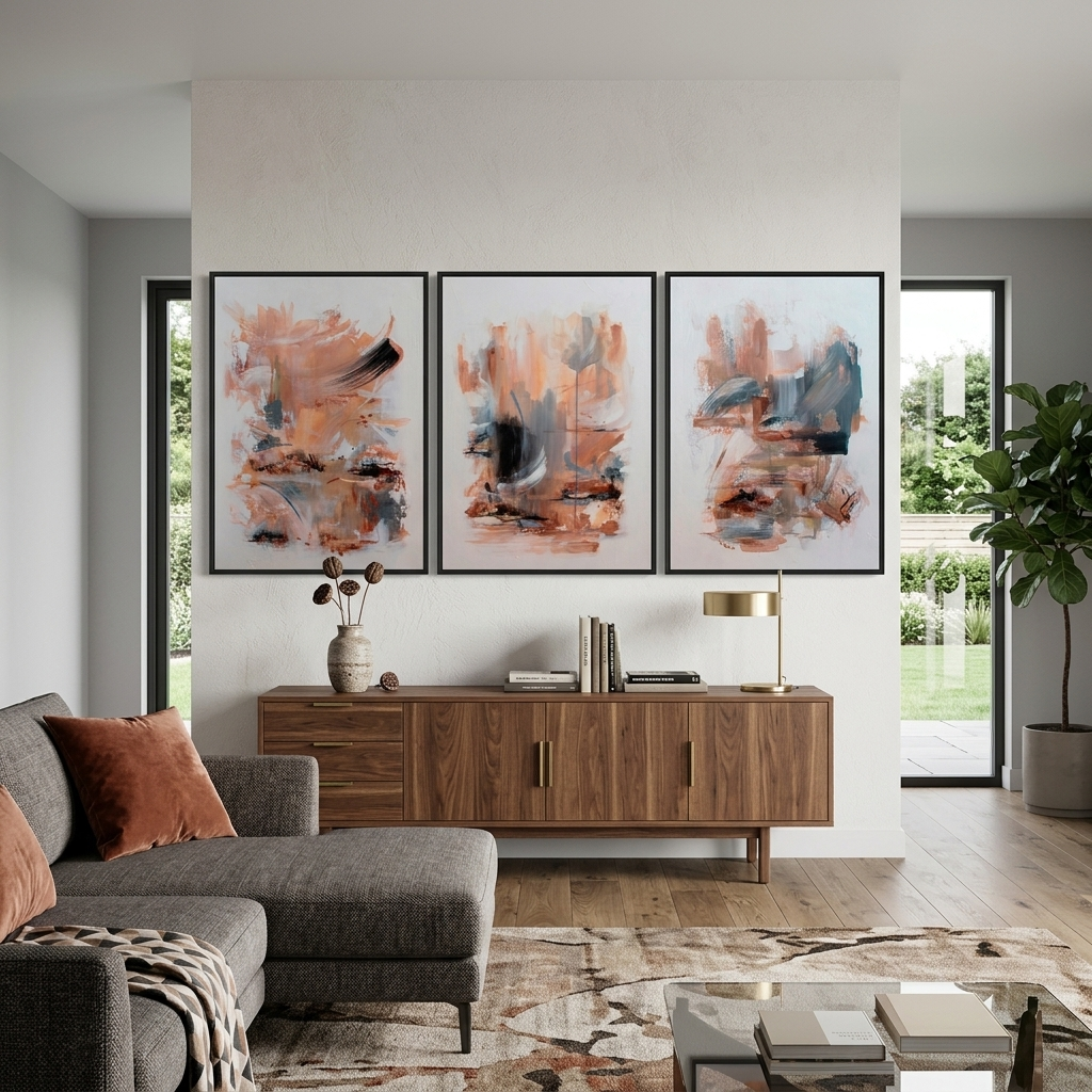 Modular abstract in beige shades Multi Panel Canvas Wall Art Print