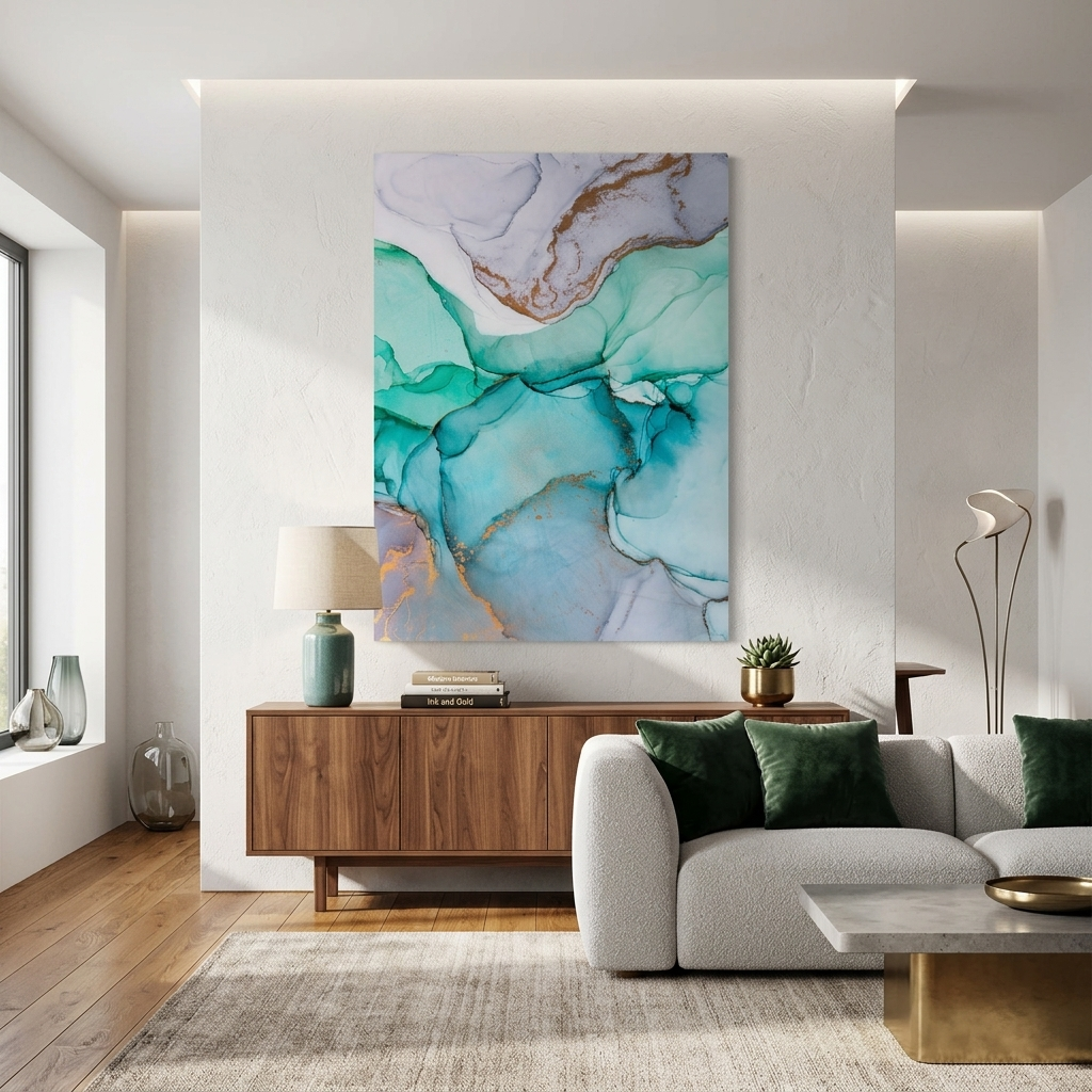 Turquoise blue Abstraction Canvas Wall Art Print