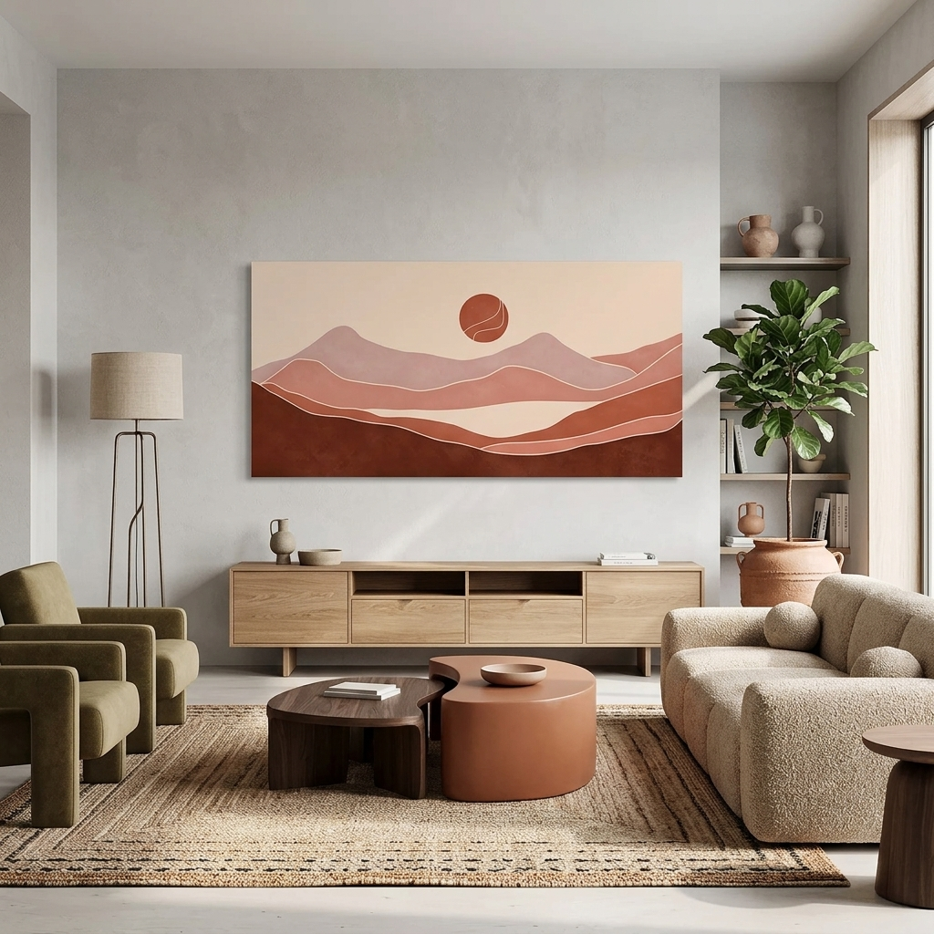 The desert against the sun Abstraction Canvas Wall Art Print
