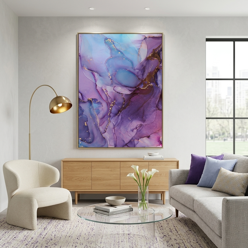 Lavender pink Abstraction Canvas Wall Art Print