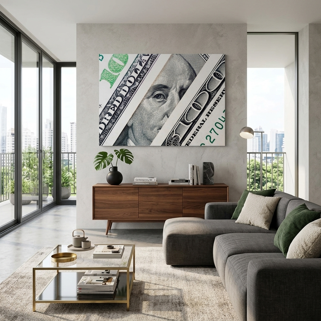 To the office for motivation $100 Benjamin's View Inspirational Canvas Wall Art Print