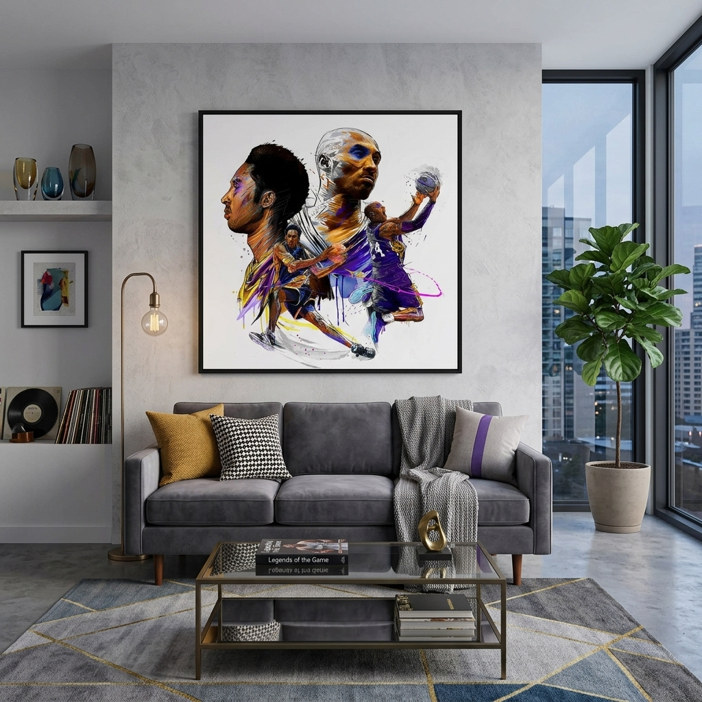 Basketball player Kobe Bryant Canvas Wall Art Print