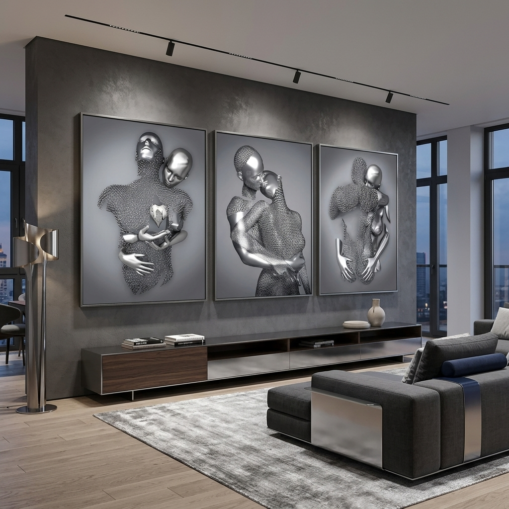 Modular for the bedroom silver statues Multi Panel Canvas Wall Art Print