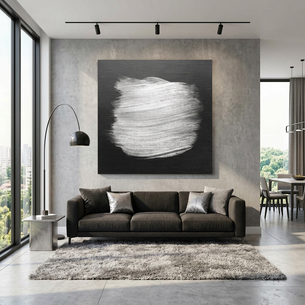 Silver strokes on a dark wood background Abstraction Canvas Wall Art Print