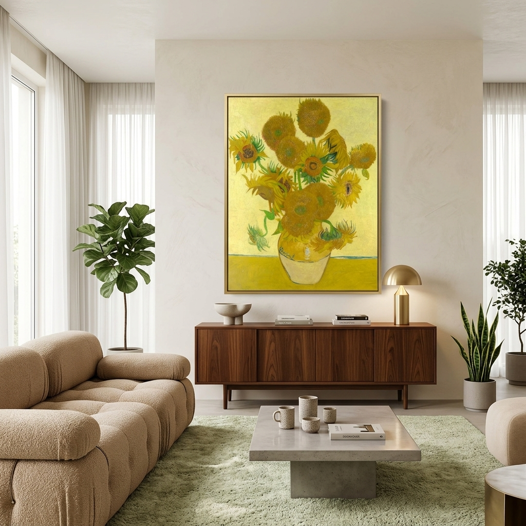Sunflowers in a yellow vase Vincent van Gogh Reproduction Canvas Wall Art Print