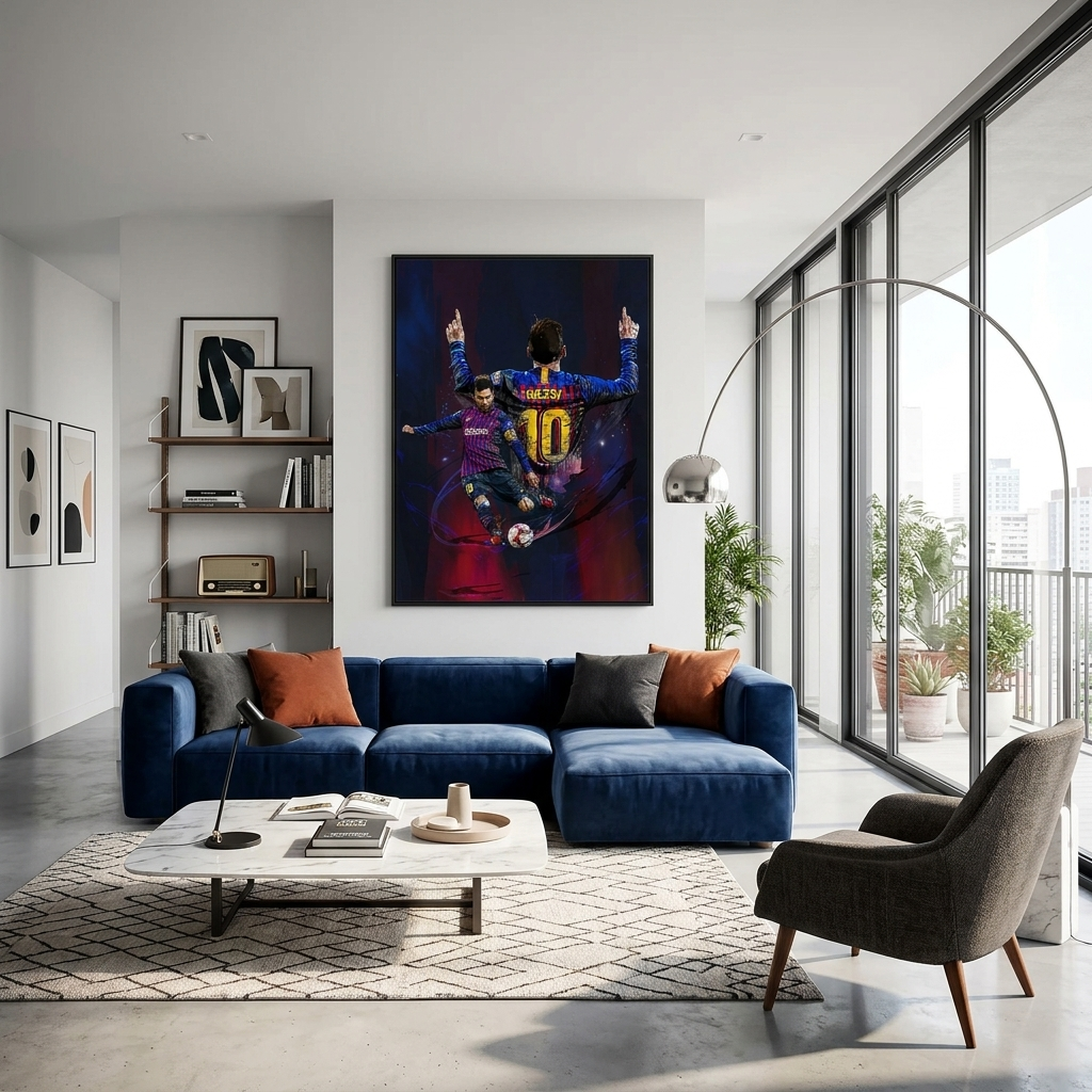 Footballer Lionel Messi Barcelona Canvas Wall Art Print