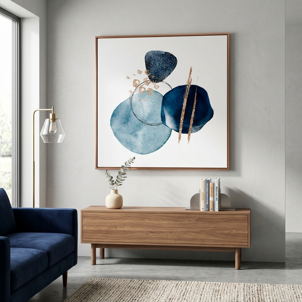 Geometric abstraction on white background Abstraction Canvas Wall Art Print