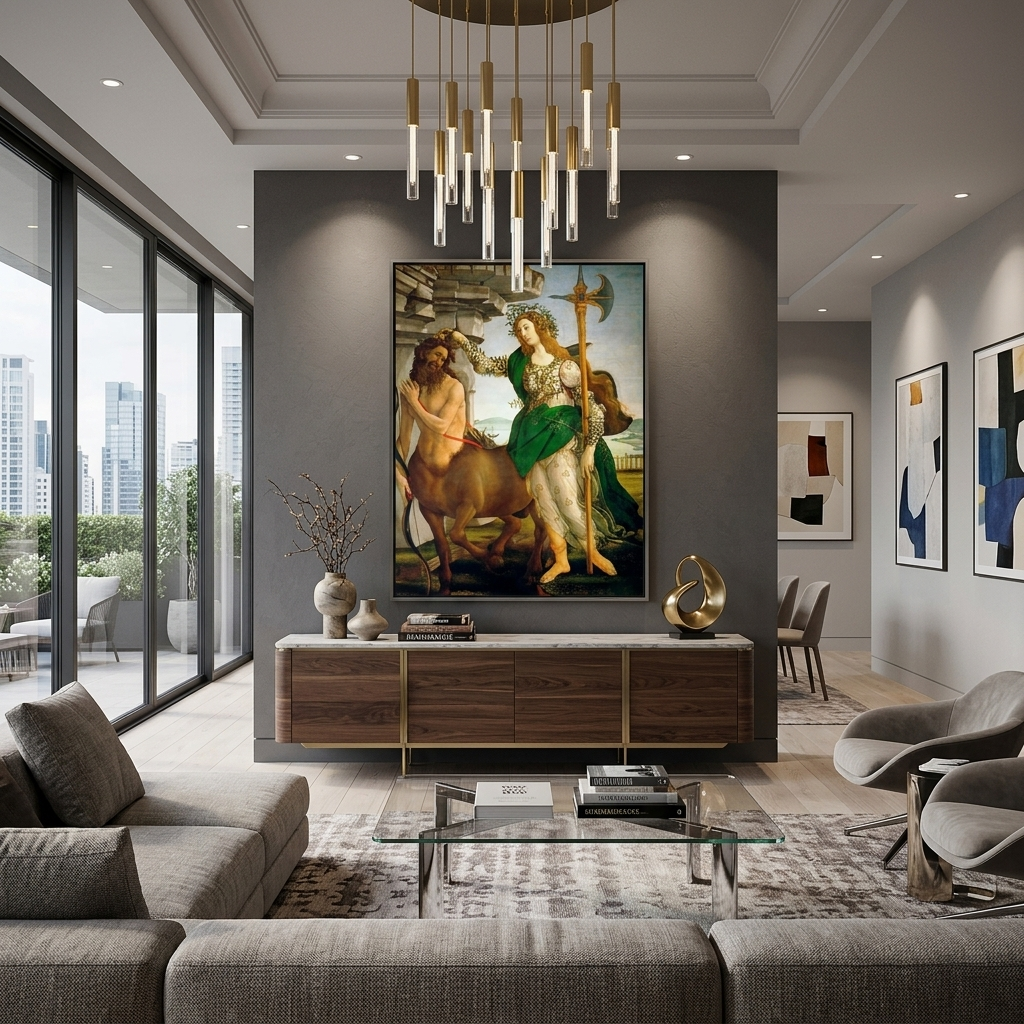 Sandro Botticelli's Pallade and Centaur. Reproduction Canvas Wall Art Print