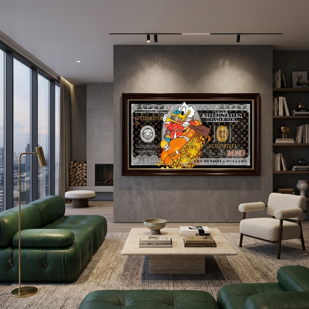 Luxury Money Canvas Wall Art — Scrooge McDuck 100 dollars
