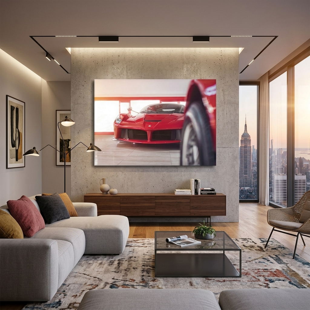 Red Ferrari  Canvas Wall Art Print